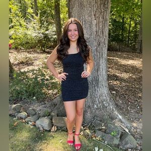 sparkly black mini dress, great for homecoming!